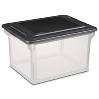 Sterilite File Storage Clear Plastic Box with Black Lid