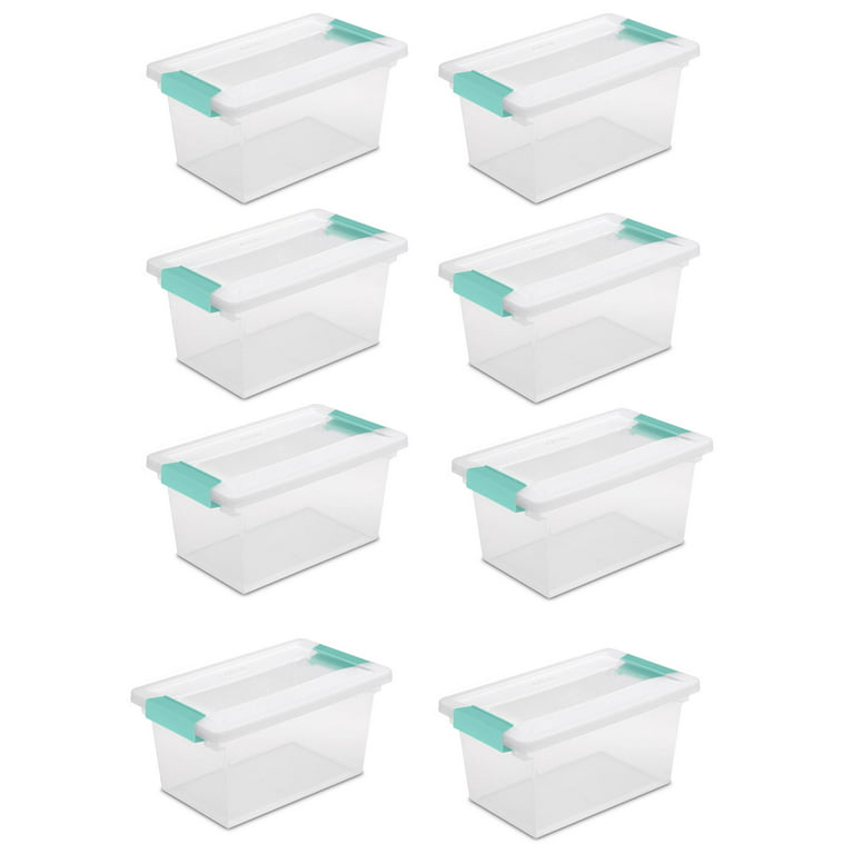  Sterilite Deep Clip Box, Stackable Small Storage Bin with Latching  Lid, Plastic Container to Organize Paper, Office, Home, Clear Base and Lid,  12-Pack