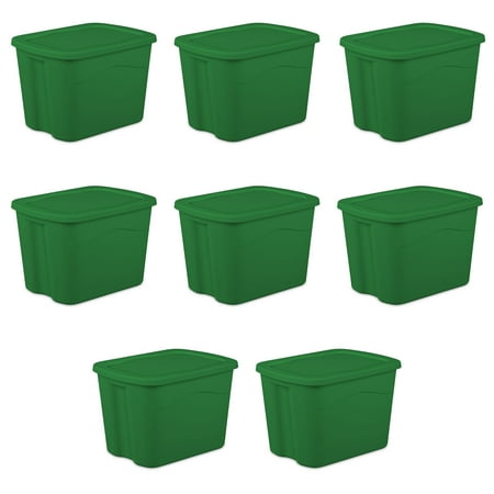 Sterilite Plastic Medium Tote Elf Green Set of 8