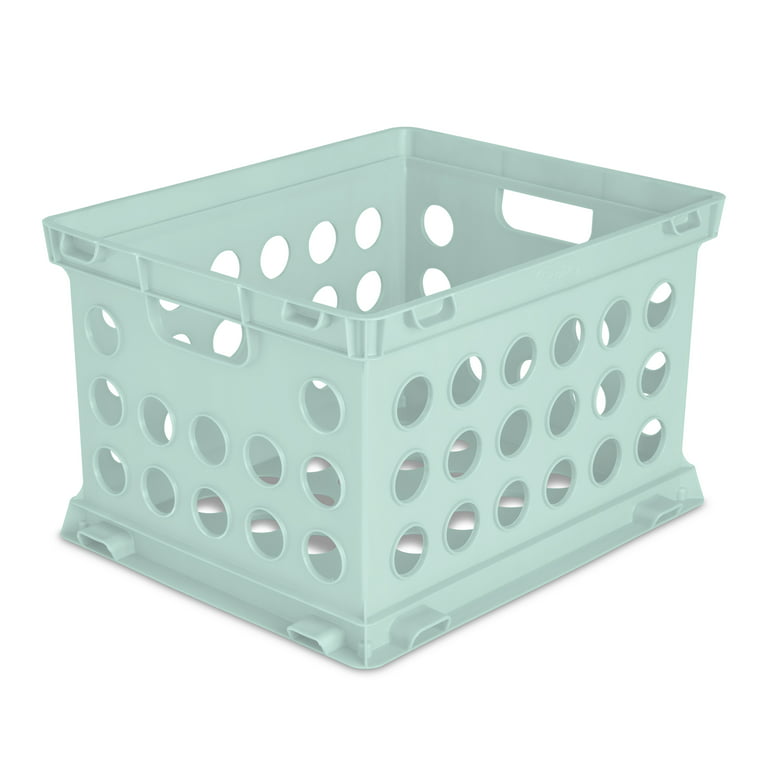 Sterilite Plastic Storage Cube / File Crate, 17 1/4” L x 14 1/4” W x 10  5/8” H, Baby Jade, Back to College 
