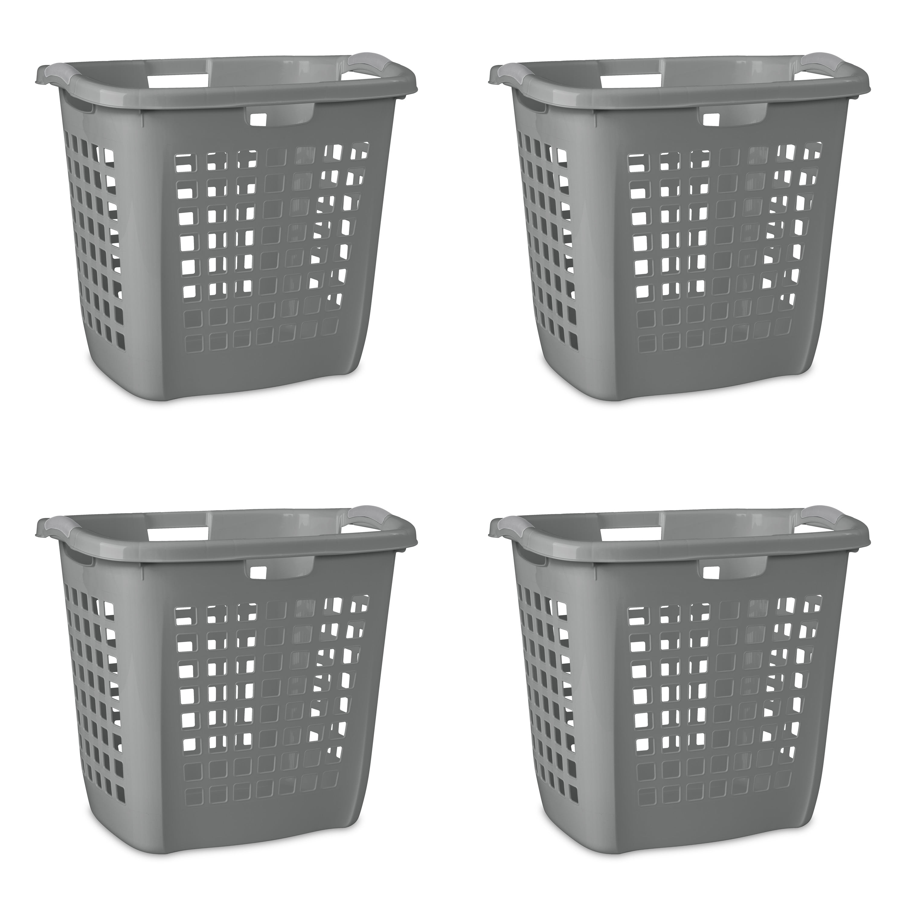 Sterilite Plastic Ultra™ Easy Carry Laundry Hamper, 4 Pack, Gray