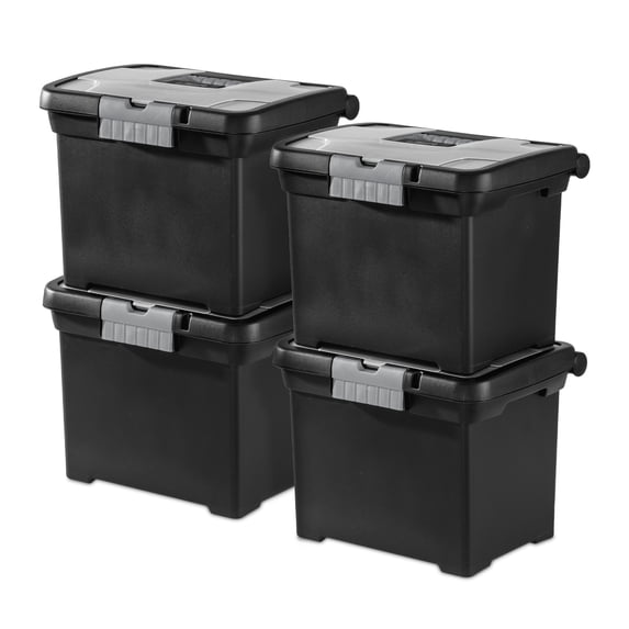 Sterilite Portable Lockable File Box w/ Extra Compartment & Handle (4 Pack)