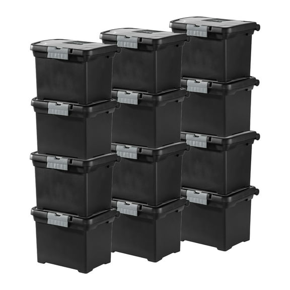 Sterilite Portable Lockable File Box Organizer with Handle (12 Pack)