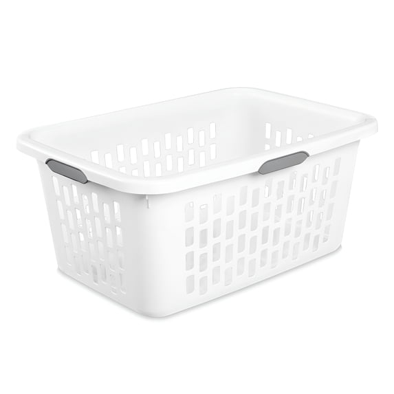 Sterilite Rectangle Laundry Basket, 2 Bushel Plastic Hamper with Handles, White, 24 Pack