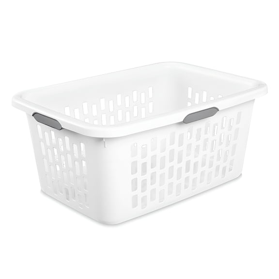 Sterilite Rectangle Laundry Basket, 2 Bushel Plastic Hamper with Handles, White, 24 Pack