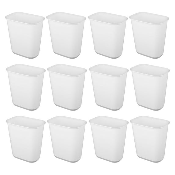Sterilite Rectangle Wastebasket 5.5 Gal Open Top Trash Bin, 12 Pack, White