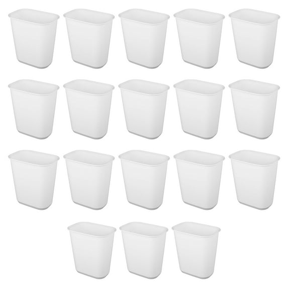 Sterilite Rectangle Wastebasket 5.5 Gal Open Top Trash Bin, 18 Pack, White