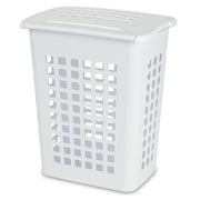 Sterilite Rectangular LiftTop Laundry Hamper Plastic Adult, White, Set of 4