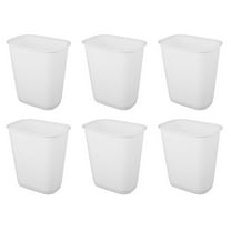 Sterilite Rectangular Wastebasket 9 Gal Open Top Trash Bin, 6 Pack, White