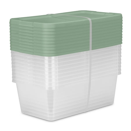 Sterilite Set of (10) 6 Quart Storage Boxes Plastic, Green Sage