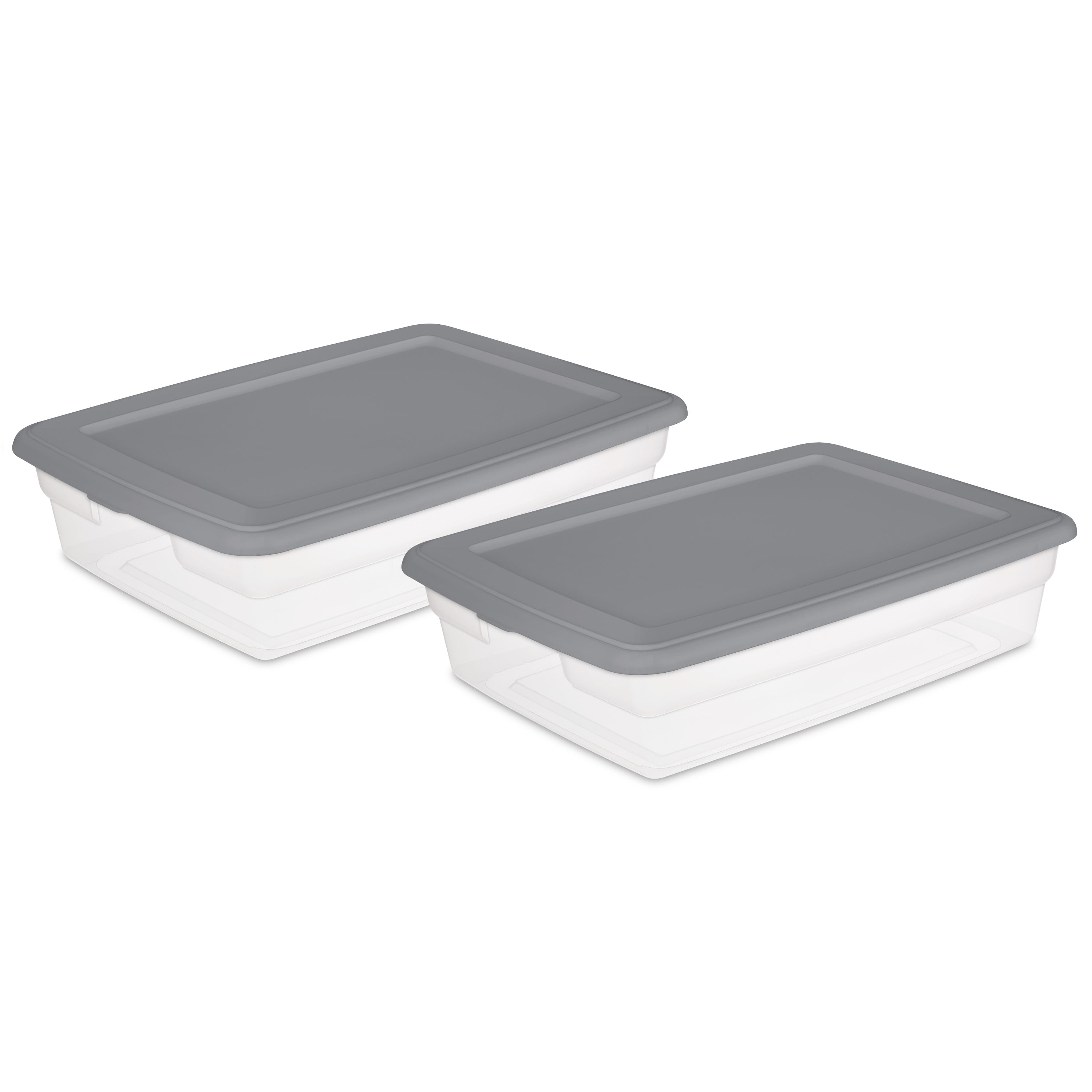 Set of 2 Black Plastic Container w/ Wood Lid