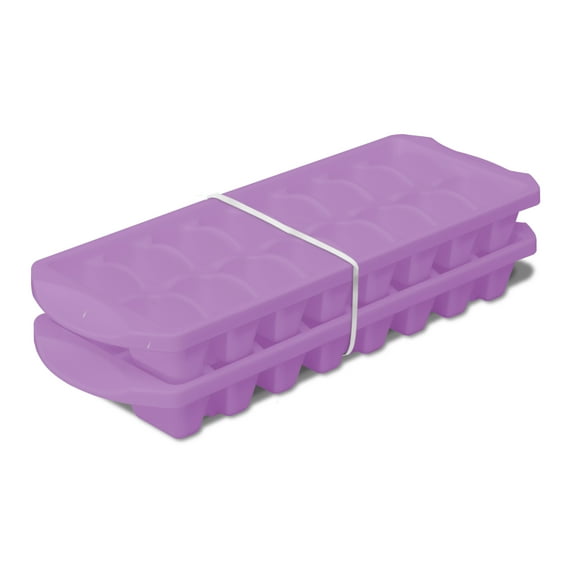 Sterilite, Ice Cube Tray, Set of Two Stacking Ice Cube Trays Plastic, Violet Bloom, plastic, designed for ice making.