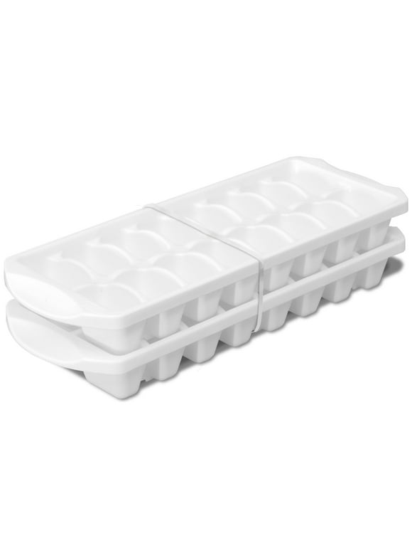 Sterilite Set of Two Stacking Ice Cube Trays Plastic, White