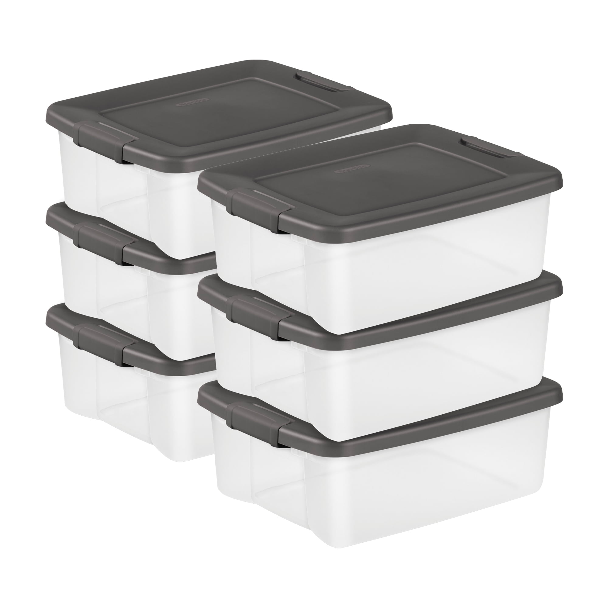 Sterilite, ShelfTote 25 Quart Plastic Storage Bin, 6 Pack, Clear