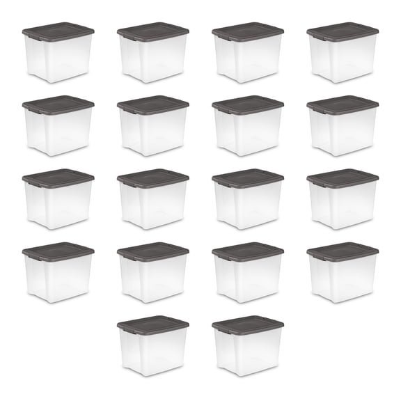 Sterilite ShelfTotes - Large Latched Plastic Storage Bin - 18 Pack, 50 Quart