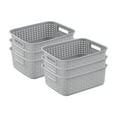 thumbnail image 1 of Sterilite Short Weave Wicker Pattern Storage Container Basket, Gray (6 Pack), 1 of 10