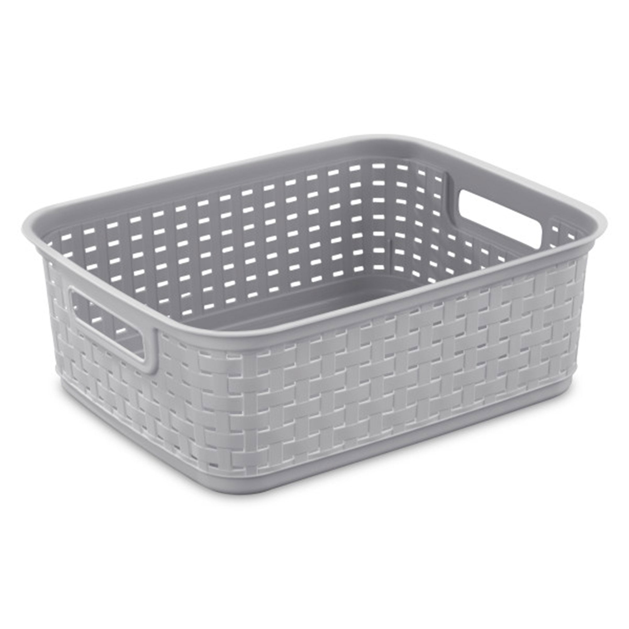 Sterilite Cement Gray Short Weave Wicker-Style Storage Basket