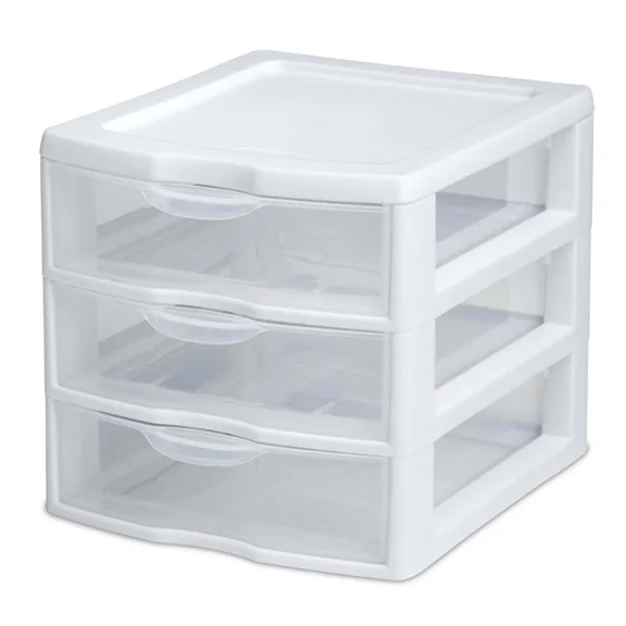Sterilite Small 3 Drawer Desktop Unit, White