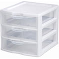 thumbnail image 1 of Sterilite Small 3 Drawer Storage Unit, Countertop and Desktop Organizer with Clear Drawers, White, 1 of 4