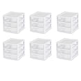 thumbnail image 1 of Sterilite Small 3 Drawer Unit, Clear Plastic Countertop or Desktop Drawers, White, 6 Pack, 1 of 12