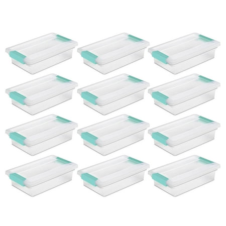 Sterilite - Small Clip Box Clear Storage Tote Container with Latching Lid, 12 Pack