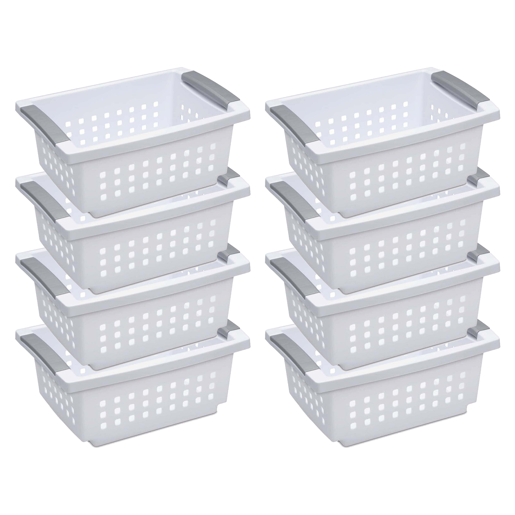 Sterilite Small Stacking Storage Basket with Comfort Grip Handles, 8 Pack - image 1 of 11