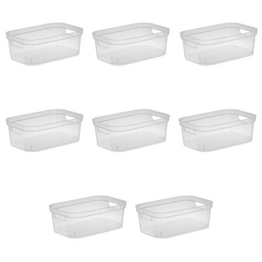 Sterilite Small Storage Bin, Clear Plastic, Easy Access Container with Carry Handles, 8 Count