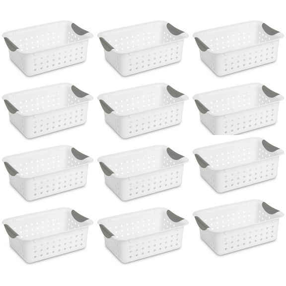 Sterilite Small Ultra Basket Durable Plastic Storage Organizer, (12 Pack)