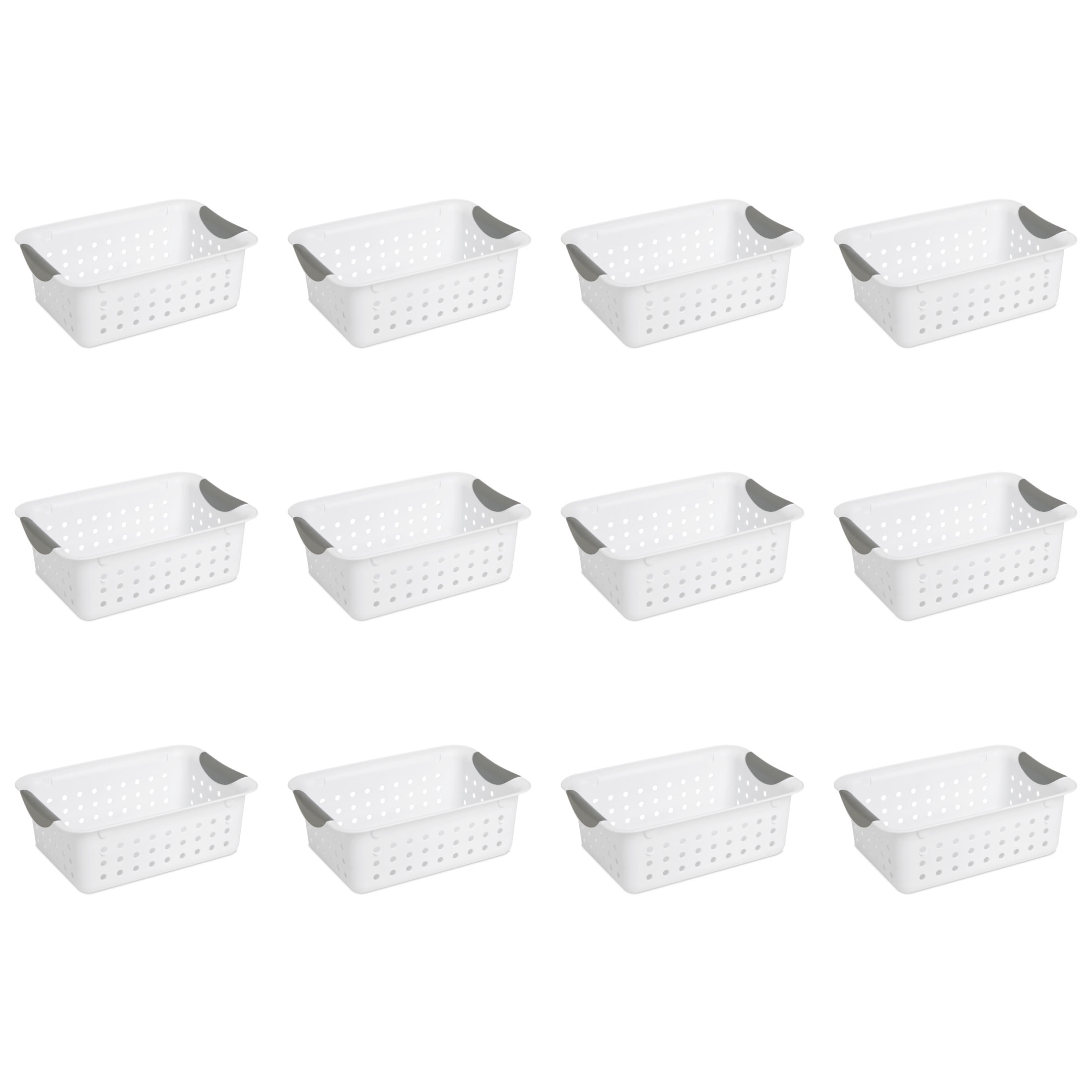 Sterilite Small Ultra™ Basket, Open Plastic Storage Bin, Versatile Organization Solution, White, 12 Count