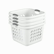 Sterilite 1.5 Bushel Square Laundry Basket, Plastic Hamper with Handles, White, 4 Pack