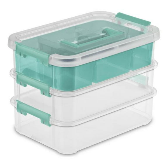 Sterilite Stack & Carry 3 Layer Handle Box & Tray