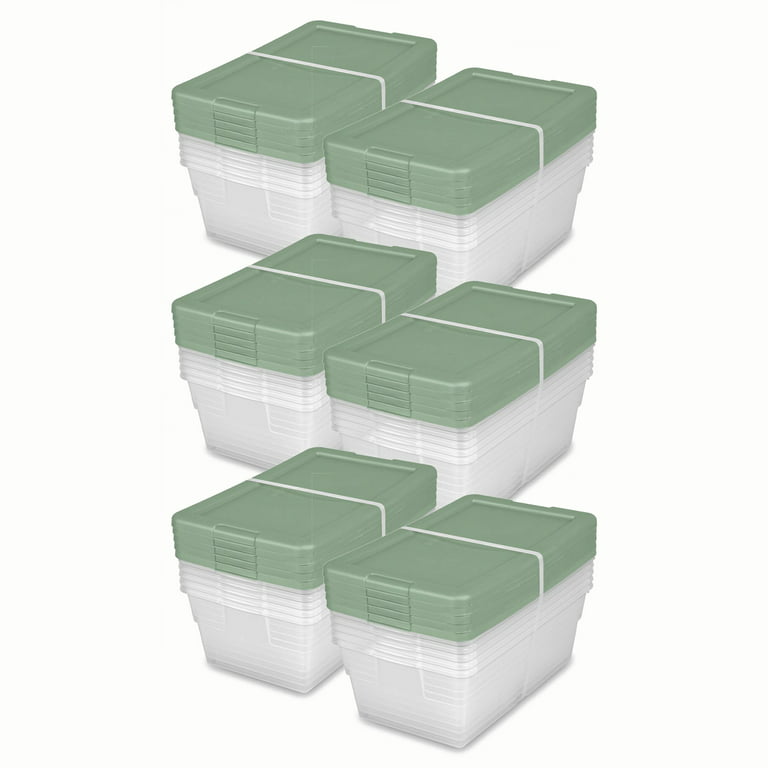 Sterilite Stackable 6 qt Storage Box Container, Clear, Marine Blue Lid (60 Pack)