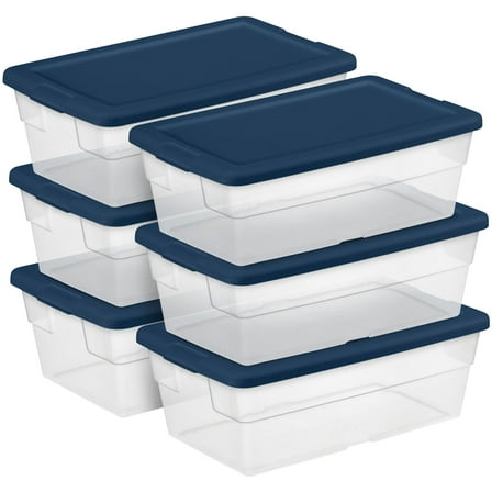 Sterilite Stackable 6 Quart Storage Box Container, Clear (30 Pack)
