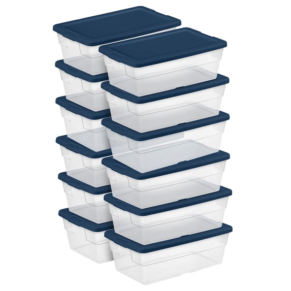 Sterilite Stackable 6 Quart Storage Box Container, Clear (60 Pack ...