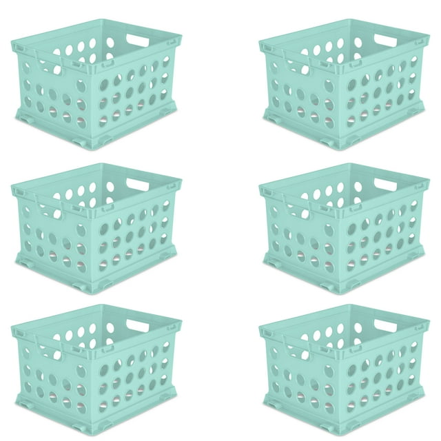 Sterilite Stackable File Storage Crates w/ Built In Handles, Teal (6