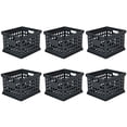 thumbnail image 1 of Sterilite Stackable Plastic Storage Crate Bin Organizer Box, Black, 6-Pack, 1 of 8