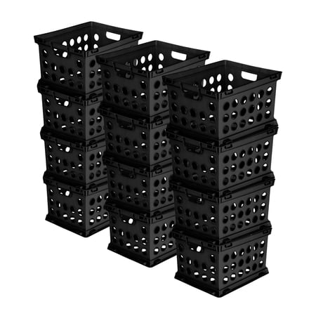Sterilite Stackable Sturdy Storage Crate Organizer Bins w/ Handles, 12 Pack