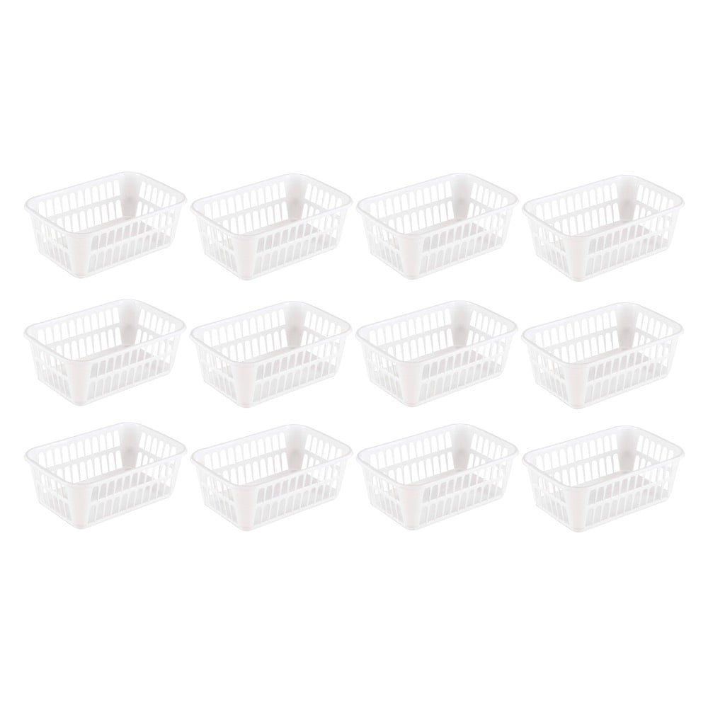 Eslite Plastic Storage Baskets,11.4X8.9X4.7,Pack of 4 (White)