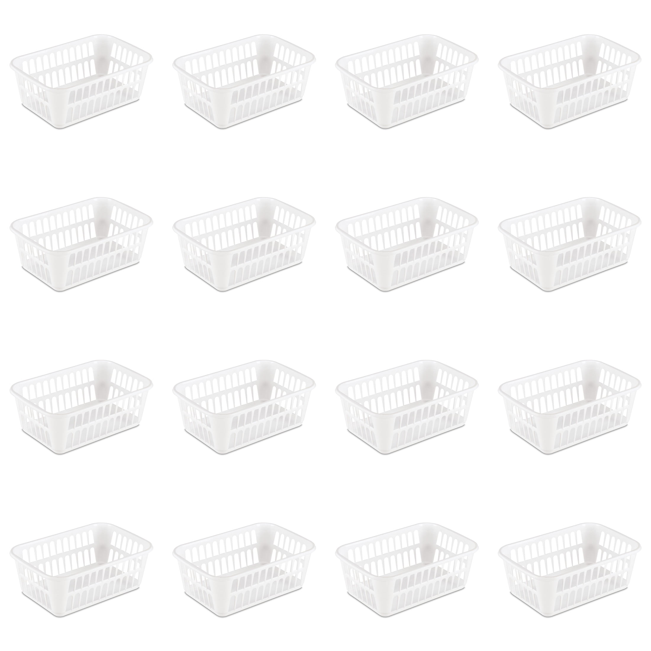 Sterilite Storage Basket, Versatile Open Plastic Bin, White, 16 Count