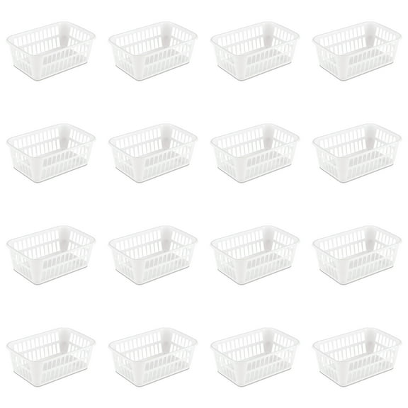 Sterilite Storage Basket, Versatile Open Plastic Bin, White, 16 Count