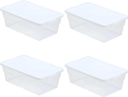 Clear Rectangular Stackable Storage Crates, 6 Qt, Pack of 4