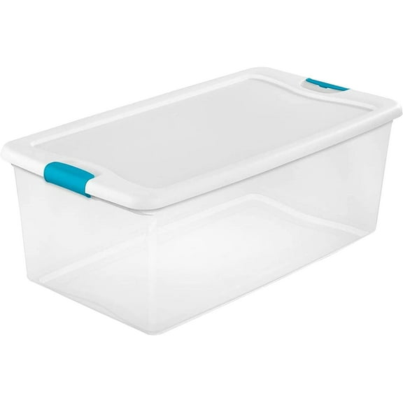 Sterilite Storage System Solution with 106 Quart Clear Stackable Storage Box Organization Containers with White Latching Lid, 20 Pack