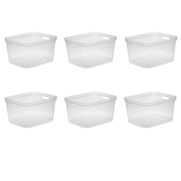 Sterilite Tall Storage Bin, Clear Plastic, Easy Access Container with Carry Handles, 6 Count