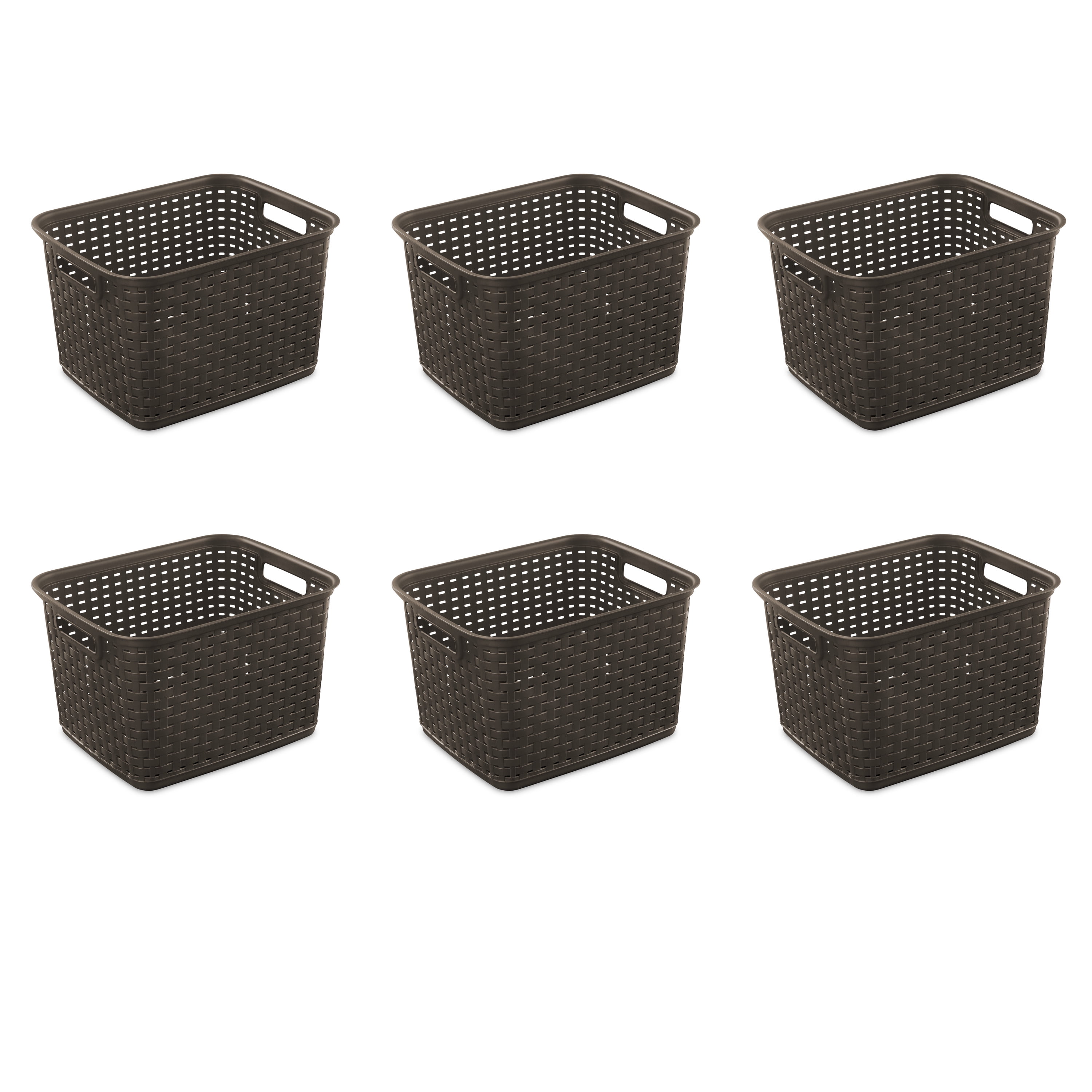 Sterilite Tall Weave Basket Espresso Set of 6