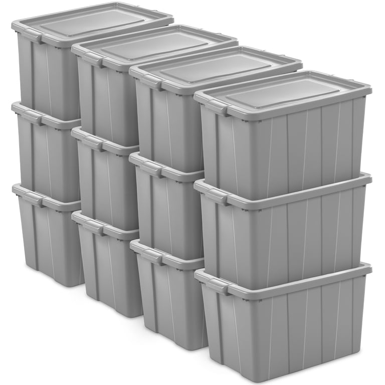 Sterilite Tuff1 30-Gallon Plastic Storage Tote Bin with Lid, 12pk