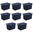 thumbnail image 1 of Sterilite Tuff1 30 Gallon Storage Tote Bin w/Latching Lid, Blue (8 Pack), 1 of 9