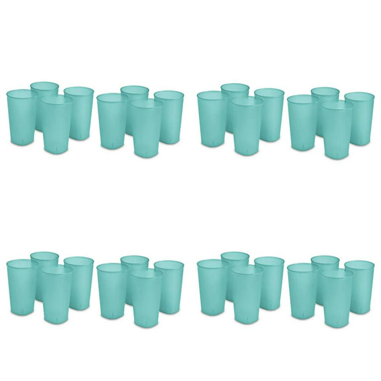 Sterilite Tumblers Plastic Drinking Glass Cups 20 Ounce Blue Teal Tint, Set  of 8 