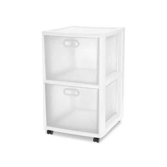 Sterilite Ultra 2 Drawer Plastic Rolling Storage Wheeled Cart (2 Pack)