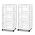 thumbnail image 1 of Sterilite 3 Drawer Storage Cart, Plastic Rolling Medium Home Organizer, White, 2 Pack, 1 of 8