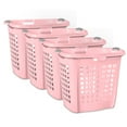 thumbnail image 1 of Sterilite Ultra Easy Carry Laundry Basket, 2.1 Bushel Plastic Hamper, Pink Frost, 4 Pack, 1 of 9